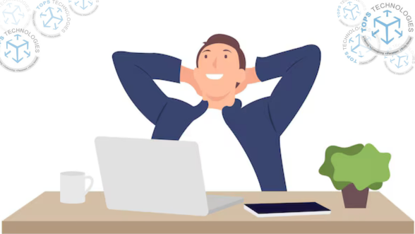 Graduate Success Stories from the TOPS Full Stack Course A boy is happily remembering of TOPS Technologies while sitting in front of laptop