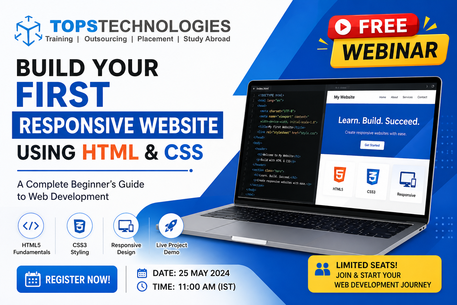 Build Your First Responsive Website Using HTML and CSS Icon Image